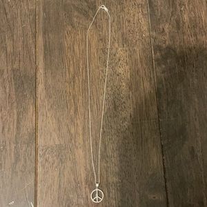 Kay Jewelers Diamond Peace Sign Necklace 1/6 ct tw Round-cut 10K White Gold 18"